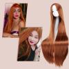 imageAGPTEK Wig Synthetic Wig for Women 40 Inch 100 cm Straight Long Wig Part in the Middle Anime Costume Great for Party Cosplay DailyUse and Festivals WhiteLight Blonde