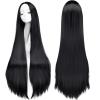 imageAGPTEK Wig Synthetic Wig for Women 40 Inch 100 cm Straight Long Wig Part in the Middle Anime Costume Great for Party Cosplay DailyUse and Festivals WhiteBlack