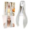 imageAGPTEK Wig Synthetic Wig for Women 40 Inch 100 cm Straight Long Wig Part in the Middle Anime Costume Great for Party Cosplay DailyUse and Festivals WhiteSilver