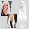 imageAGPTEK Wig Synthetic Wig for Women 40 Inch 100 cm Straight Long Wig Part in the Middle Anime Costume Great for Party Cosplay DailyUse and Festivals WhiteWhite