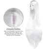 imageAGPTEK Wig Synthetic Wig for Women 40 Inch 100 cm Straight Long Wig Part in the Middle Anime Costume Great for Party Cosplay DailyUse and Festivals WhiteWhite