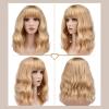 imageAGPTEK Wig Synthetic Wig for Women Wavy Colored Realistic Wig with Bangs Great for Party Cosplay DailyUse and Festivals Blonde 137inchBlonde