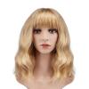 imageAGPTEK Wig Synthetic Wig for Women Wavy Colored Realistic Wig with Bangs Great for Party Cosplay DailyUse and Festivals Blonde 137inchBlonde