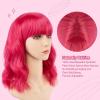 imageAGPTEK Wig Synthetic Wig for Women Wavy Colored Realistic Wig with Bangs Great for Party Cosplay DailyUse and Festivals Blonde 137inchHot Pink