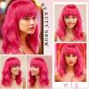 imageAGPTEK Wig Synthetic Wig for Women Wavy Colored Realistic Wig with Bangs Great for Party Cosplay DailyUse and Festivals Blonde 137inchHot Pink