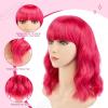 imageAGPTEK Wig Synthetic Wig for Women Wavy Colored Realistic Wig with Bangs Great for Party Cosplay DailyUse and Festivals Blonde 137inchHot Pink