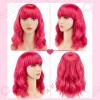 imageAGPTEK Wig Synthetic Wig for Women Wavy Colored Realistic Wig with Bangs Great for Party Cosplay DailyUse and Festivals Blonde 137inchHot Pink