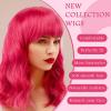 imageAGPTEK Wig Synthetic Wig for Women Wavy Colored Realistic Wig with Bangs Great for Party Cosplay DailyUse and Festivals Blonde 137inchHot Pink