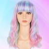 imageAGPTEK Wig Synthetic Wig for Women Wavy Colored Realistic Wig with Bangs Great for Party Cosplay DailyUse and Festivals Blonde 137inchMulticolor