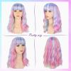 imageAGPTEK Wig Synthetic Wig for Women Wavy Colored Realistic Wig with Bangs Great for Party Cosplay DailyUse and Festivals Blonde 137inchMulticolor