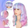 imageAGPTEK Wig Synthetic Wig for Women Wavy Colored Realistic Wig with Bangs Great for Party Cosplay DailyUse and Festivals Blonde 137inchMulticolor