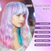 imageAGPTEK Wig Synthetic Wig for Women Wavy Colored Realistic Wig with Bangs Great for Party Cosplay DailyUse and Festivals Blonde 137inchMulticolor
