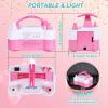 imageAGPtEK Electric Air Balloon Pump with Builtin Tying Tool 110V 600W Pink and White Portable Dual Nozzle InflatorBlower for Party Decoration with Tying Tool on HandleBalloon Pump