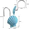 imageAGPtek Seashell Shower Curtain Hooks 12PCS Anti Rust Decorative Resin Hooks for Bathroom Baby Room Bedroom Living Room Decor Blue SeashellBlue