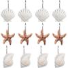 imageAGPtek Seashell Shower Curtain Hooks 12PCS Anti Rust Decorative Resin Hooks for Bathroom Baby Room Bedroom Living Room Decor Blue SeashellYellow