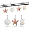 imageAGPtek Seashell Shower Curtain Hooks 12PCS Anti Rust Decorative Resin Hooks for Bathroom Baby Room Bedroom Living Room Decor Blue SeashellYellow