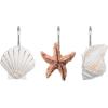 imageAGPtek Seashell Shower Curtain Hooks 12PCS Anti Rust Decorative Resin Hooks for Bathroom Baby Room Bedroom Living Room Decor Blue SeashellYellow
