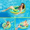 imageCAMULAND Inflatable Lounger Pool Float Inflatable Lemon and Ice Cube Pool Float Chair with Mesh Fabric a Drink Holder and a Rubber Handle Durable and Portable Pool Float