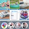 imageCAMULAND Mini Air Pump Sleeping Pad Pump Portable Air Pump for Inflatable with 1300mAh Battery USB Rechargeable Camping Light 5 Nozzles for Air Mattress Pool FloatsVacuum Storage BagBlue