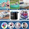 imageCAMULAND Mini Air Pump Sleeping Pad Pump Portable Air Pump for Inflatable with 1300mAh Battery USB Rechargeable Camping Light 5 Nozzles for Air Mattress Pool FloatsVacuum Storage BagBlack