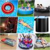imageCAMULAND Mini Air Pump Sleeping Pad Pump Portable Air Pump for Inflatable with 1300mAh Battery USB Rechargeable Camping Light 5 Nozzles for Air Mattress Pool FloatsVacuum Storage BagBlack