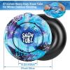 imageSnow Tube CAMULAND 47Inch Snow Tubes for Sledding Heavy Duty Inflatable Snow Sled for Kids Adults Towable Toboggan with Sledge Rope Oxford Cloth Snowflake Winter Outdoor Sports Blue