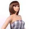imageAGPTEK 13 Inches Straight Heat Resistant Short Bob Hair Wigs with Flat Bangs for Women Cosplay Daily Party  BlackLight Brown