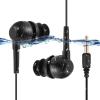 imageAGPTEK IPX8 Waterproof inEar Earphones Coiled Cable Swimming Earbuds with Stereo Audio Extension Cable WiredBlack