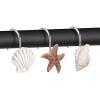 imageAGPtek Seashell Shower Curtain Hooks 12PCS Anti Rust Decorative Resin Hooks for Bathroom Baby Room Bedroom Living Room Decor Blue SeashellYellow