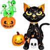 imageCAMULAND 5FT Halloween Decorations Outdoor Halloween Inflatable Blow Up Black Cat and Pumpkin Decor with Builtin LED Lights Trick or Treat for Indoor Lawns Yards Party Home