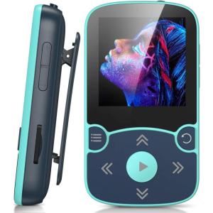 image32GB MP3 Player with Clip AGPTEK Bluetooth 50 Lossless Sound with FM Radio Voice Recorder for Sport Running Supports up to 128GB TF Card BlueBlue