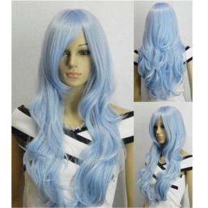 imageAGPTEK 275 Inches Full Long Curly Wavy Rainbow Hair Wig for Costume Cosplay Party Halloween  Harajuku Lolita Style Heat ResistantBlue