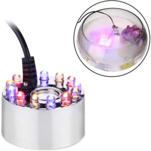 imageAGPTEK Aluminum Mist Maker Water Fountain Pond Fogger Air Humidifier Atomizer Mini Fog Machine with 12 Color Changing LED Lights