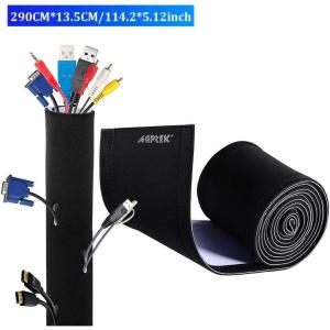 imageAGPTEK Cable Management Sleeve 118quot Super Long Neoprene Adjustable Cable Sleeves for TV Computer Cable Management Sleeves for PCHome TheaterSpeaker Home Entertainment Center