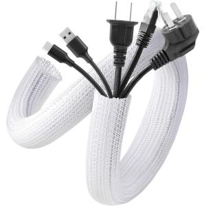 imageAGPTEK Cable Sleeve Cover 10ft  45 inch Desk Cord Organizer Cable Hider Home Office Wire Management Computer TV Wire Loom Tubing Pet Proof Cord Protector from Cat Dog Chewing BlackWhite