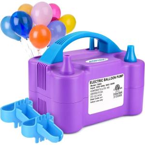 imageAGPTEK Electric Air Balloon Pump 110V 600W Rose Red Portable Dual Nozzle InflatorBlower for Party DecorationBPurple