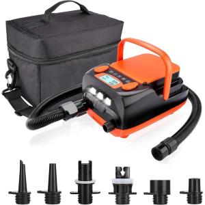 imageAGPTEK Electric Air Pump Digital 16PSI 12V Rechargeable SUP Electric Air Pump Compressor Quick Air InflatorDeflator Portable Electric High Pressure Air Pump for Air Mattresses Inflatable Boats