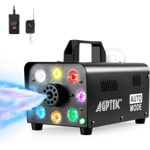 imageAGPTEK Fog Machine 500W Portable Led Smoke Machine with Lights Red Blue Green ampamp Wireless Remote Control for Halloween Christmas Wedding Parties DJ Performance ampamp Stage Show
