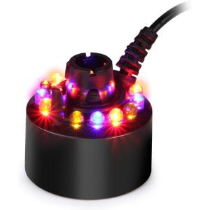 imageAGPTEK Mist Maker Fogger Water Fountain Pond Fog Machine Atomizer Air Humidifier with 12 LED Light Color Change for Office Home Room Car Black