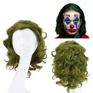 imageAGPTEK Short Green Clown Wig Halloween Cosplay Wig Green Wig 275inch Mens Short Wavy Wig in Deep Green  Perfect for Halloween and Cosplay Characters