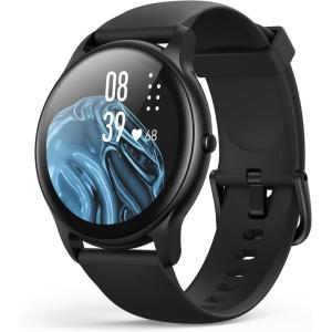 imageAGPTEK Smart Watch for Women Men 5ATM Waterproof Smartwatch for Android and iOS Phones Fitness Tracker Watch with 100 Sports Modes Heart Rate Monitor Pedometer Sleep Monitor BlackBlack