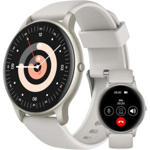 imageAGPTEK Smart Watch for WomenAnswerMake Calls  Smartwatch for Android iOS Phones with Heart Rate Sleep Monitor Step Counter Fitness Tracker Watch with 100 Sports Modes PinkStarry Silver