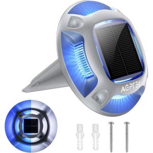 imageAGPTEK Solar Driveway Lights 12 Pack 2 Colors in 1 Outdoor Solar Deck Dock Marine Waterproof LED Driveway Marker Security Lights for Outside PathwayBoat DockStepWalkwayPathGarden Blue ampamp WhiteBlue Light  White Light