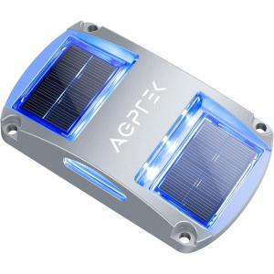 imageAGPTEK Solar Driveway Lights 12 Pack Outdoor Deck Dock Marine LED Solar Powered Waterproof Driveway Marker Lights for Warning Step Sidewalk Pathway Garden Yard Warm WhiteBlue Light
