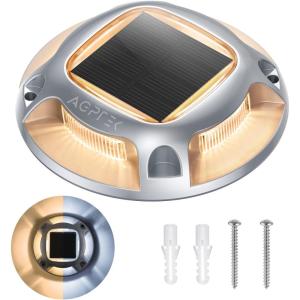 imageAGPTEK Solar Driveway Lights Outdoor 12 Pack 2 Color Modes LED Deck Dock Marine Waterproof Driveway Marker Lights for Step Sidewalk Stair Garden Pathway Walkway Yard Warm WhiteCool WhiteWarm White  Cool White