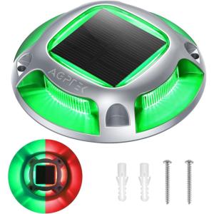 imageAGPTEK Solar Driveway Lights Outdoor 12 Pack 2 Color Modes LED Deck Dock Marine Waterproof Driveway Marker Lights for Step Sidewalk Stair Garden Pathway Walkway Yard Warm WhiteCool WhiteGreen Light  Red Light