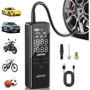imageAGPTEK Tire Inflator Portable Air Compressor150PSI ampamp 5000mAh Tire Pressure Gauge Electric Air PumpLCD Display with LED Light for Cars Bikes ampamp Motorcycle Tires Balls
