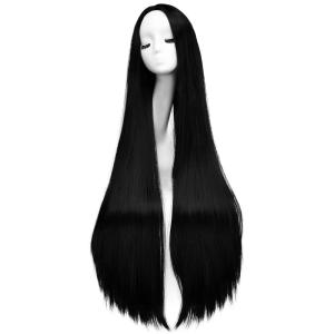imageAGPTEK Wig Synthetic Wig for Women 40 Inch 100 cm Straight Long Wig Part in the Middle Anime Costume Great for Party Cosplay DailyUse and Festivals WhiteBlack