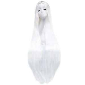 imageAGPTEK Wig Synthetic Wig for Women 40 Inch 100 cm Straight Long Wig Part in the Middle Anime Costume Great for Party Cosplay DailyUse and Festivals WhiteWhite