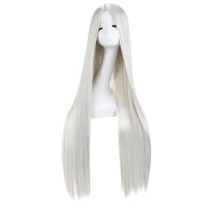 imageAGPTEK Wig Synthetic Wig for Women 40 Inch 100 cm Straight Long Wig Part in the Middle Anime Costume Great for Party Cosplay DailyUse and Festivals WhiteSilver